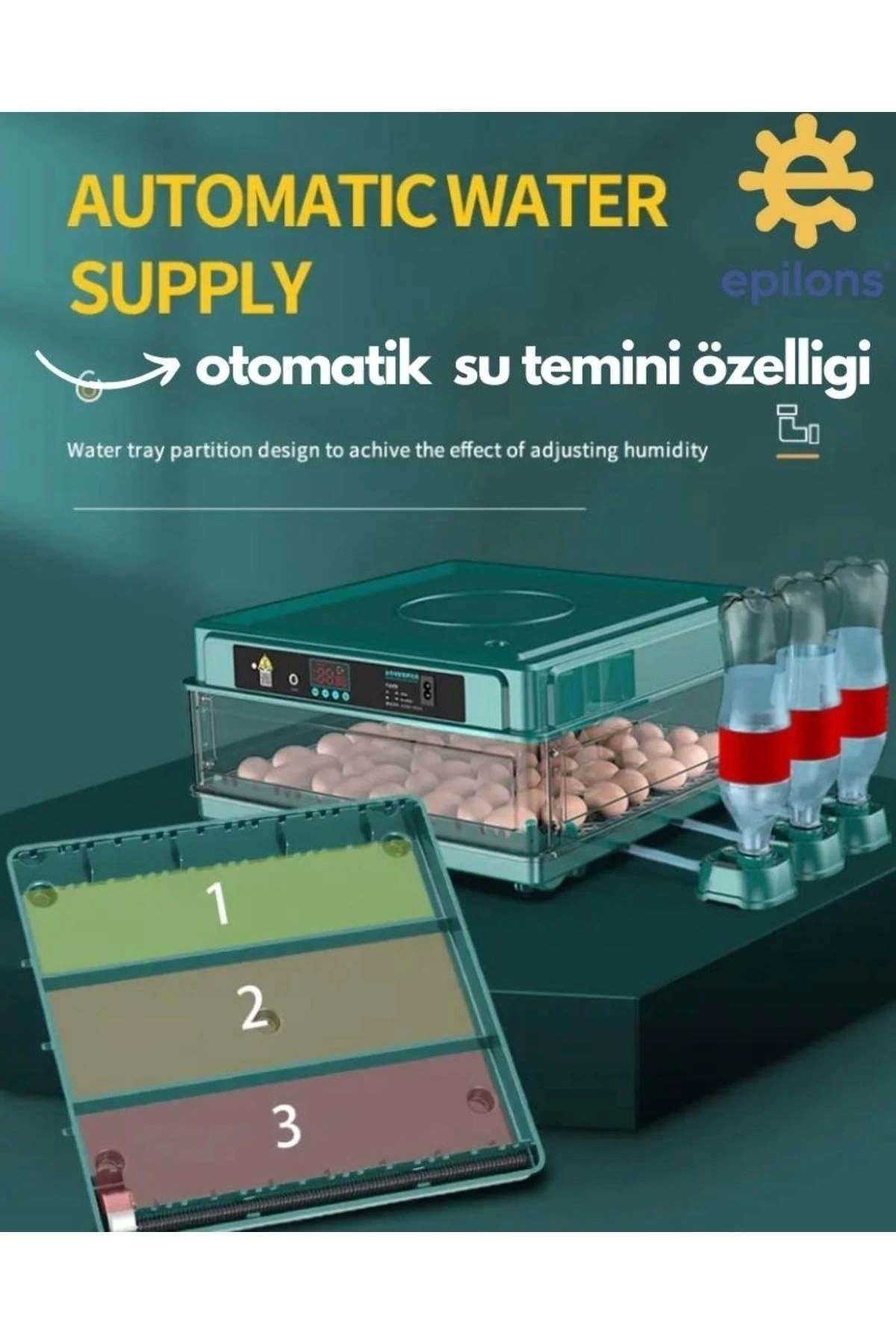 Otomatik Kuluçka Makinesi (130 Yumurta) Tavuk, Bıldırcın Güvercin Hindi Kaz , Kablosuz Kamera İle İzleme ( Lisinya )