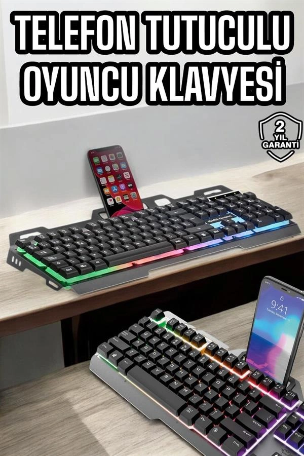 Klavyesi Q Klavye Rgb Işıklı Mouse Hediyeli ( Lisinya )