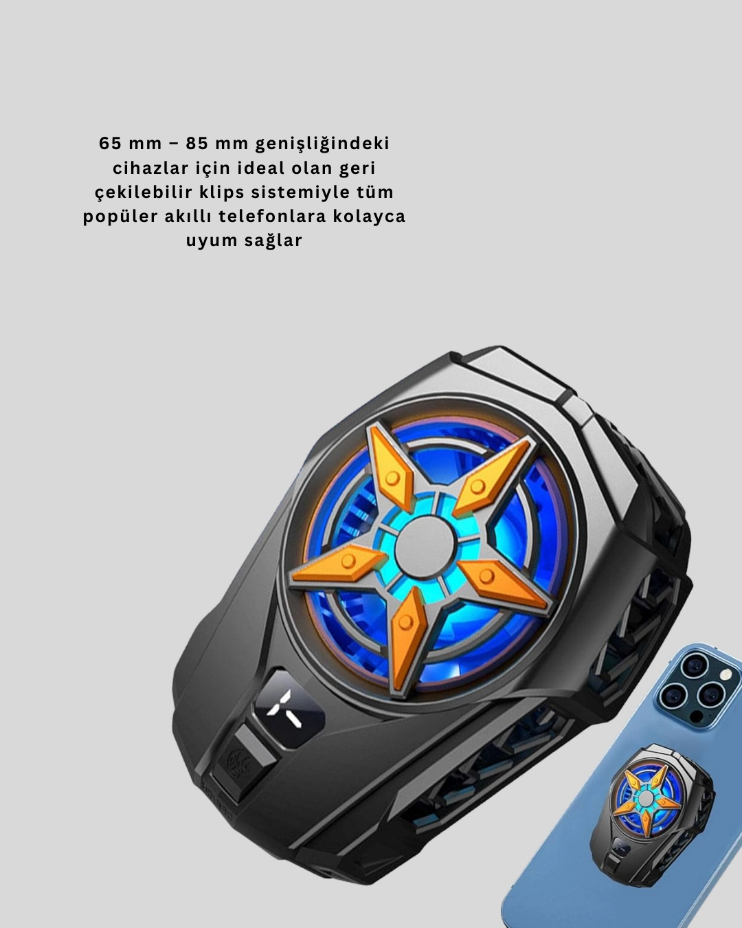 Oyunlar İçin Güçlü Telefon Soğutucu Fan Dijital Ekranlı ( Lisinya )