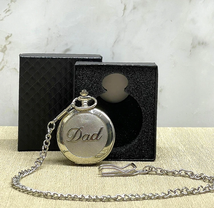 Özel Kutulu Dad (baba) Tasarımlı Gümüş Köstekli Saat ( Lisinya )