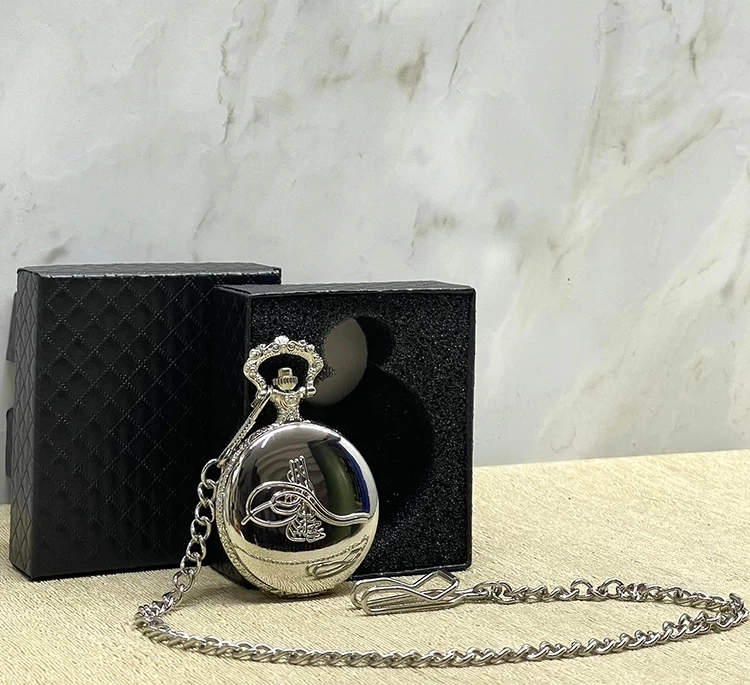 Özel Kutulu Osmanlı Tuğralı Gümüş Köstekli Saat Alk4663 ( Lisinya )