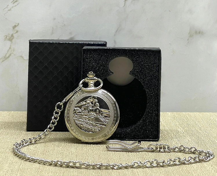 Özel Kutulu Tren Temalı Gümüş Köstekli Saat ( Lisinya )