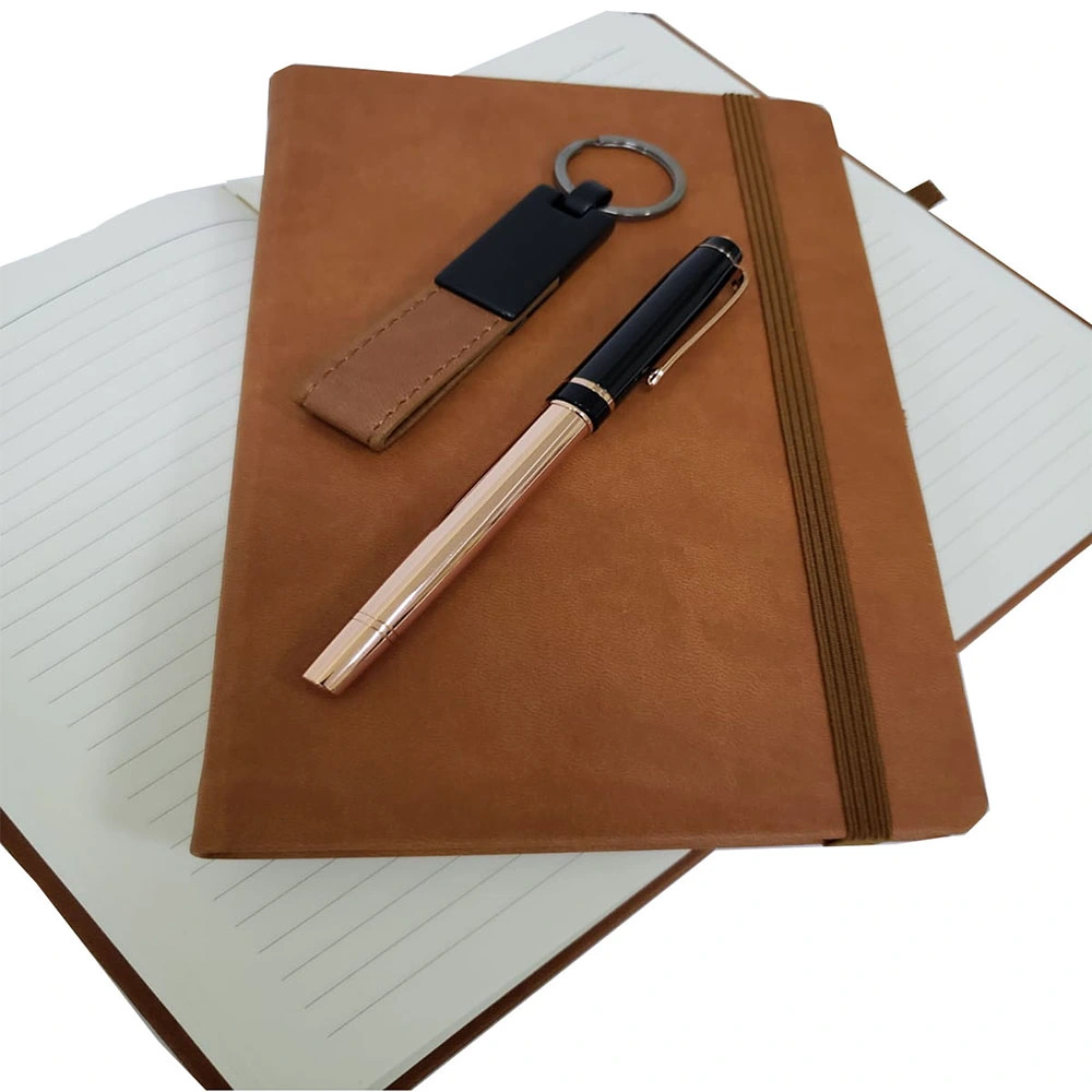 Özel Taba Rengi Vip Kalem Defter Ve Anahtarlık Seti ( Lisinya )