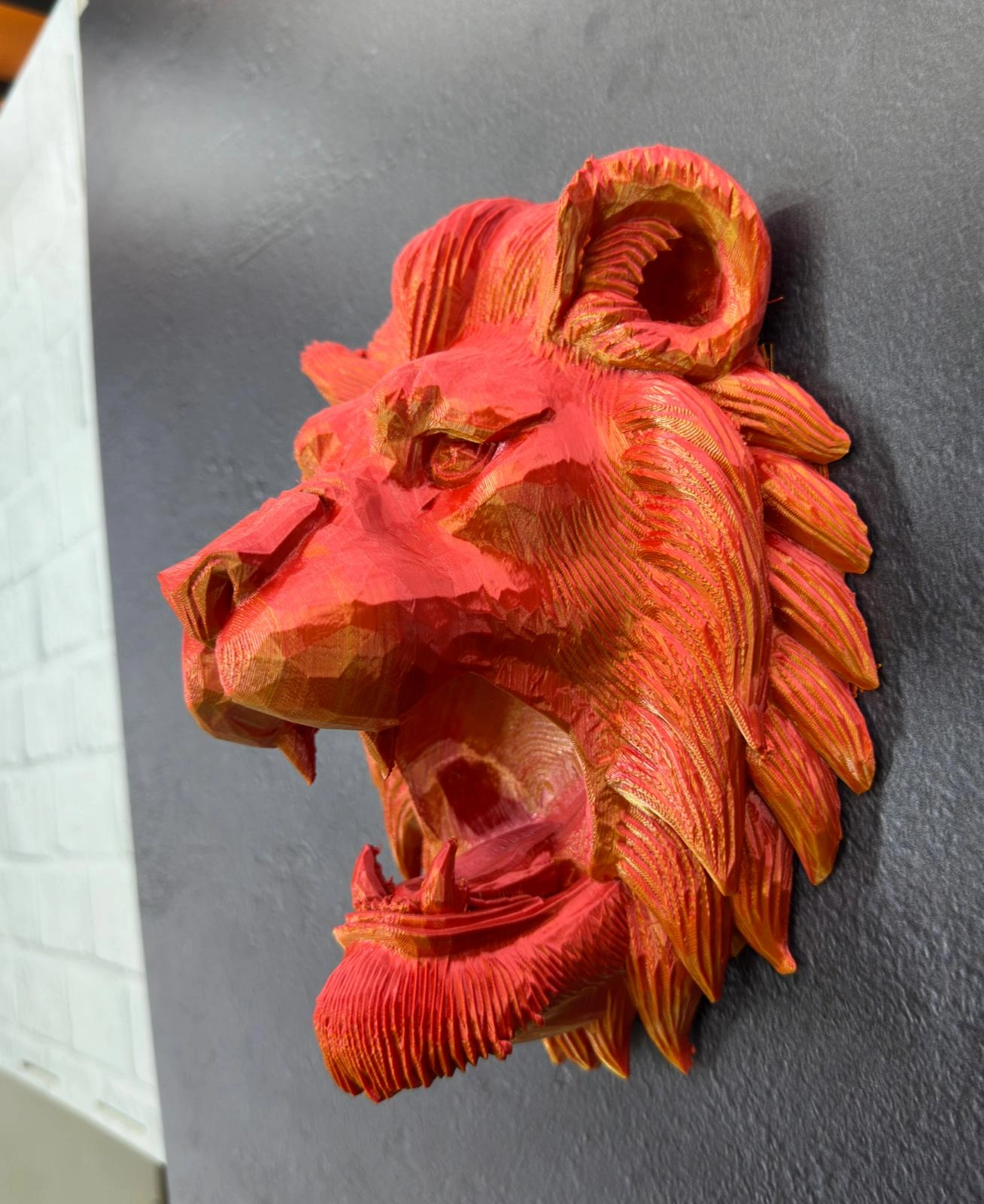 Özel Tasarım 3d Aslan Figürü Duvar Süsü Dekoratif Heykel 20x21 Cm ( Lisinya )