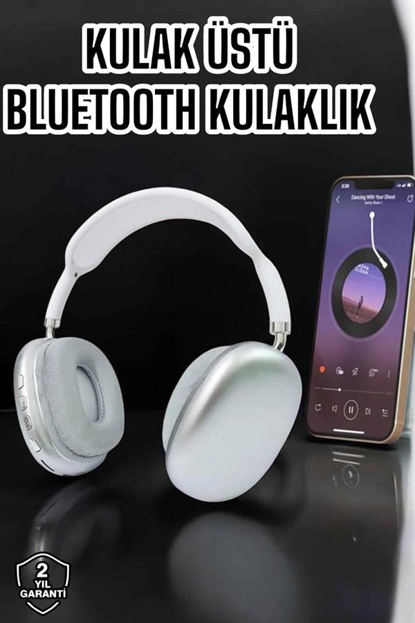 P9 Plus Kablosuz Kulak Üstü Bluetooth Kulaklık Beyaz Mikrofonlu Kulaküstü Kablosuz Kulaklık ( Lisinya )