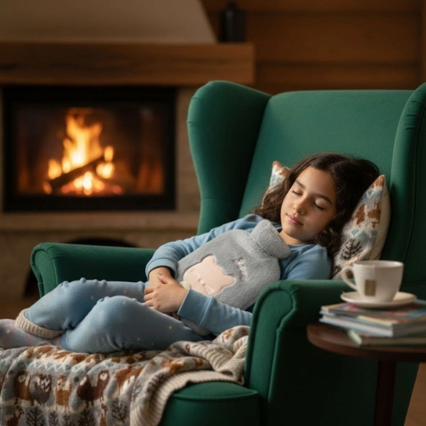 Papyonlu Kedi Figürlü Mavi Peluş Sıcak Su Torbası 1 Litre ( Lisinya )