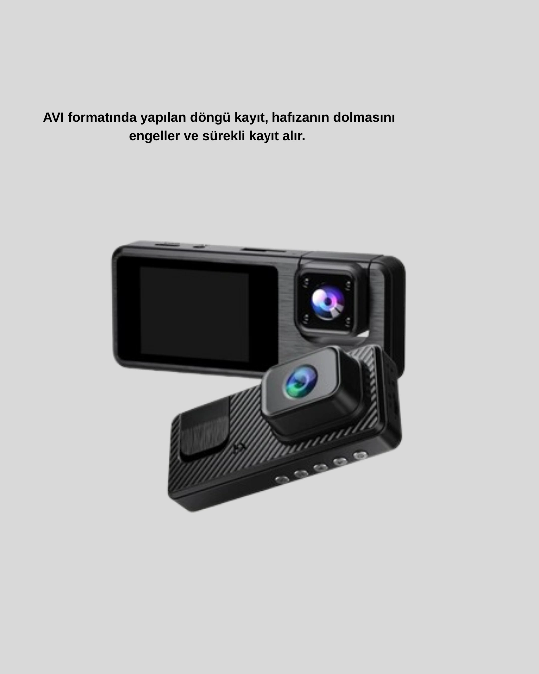 Park Modlu 3 Kameralı Araç Kayıt Cihazı 1080p Ön Kamera 2’’ Ekran ( Lisinya )