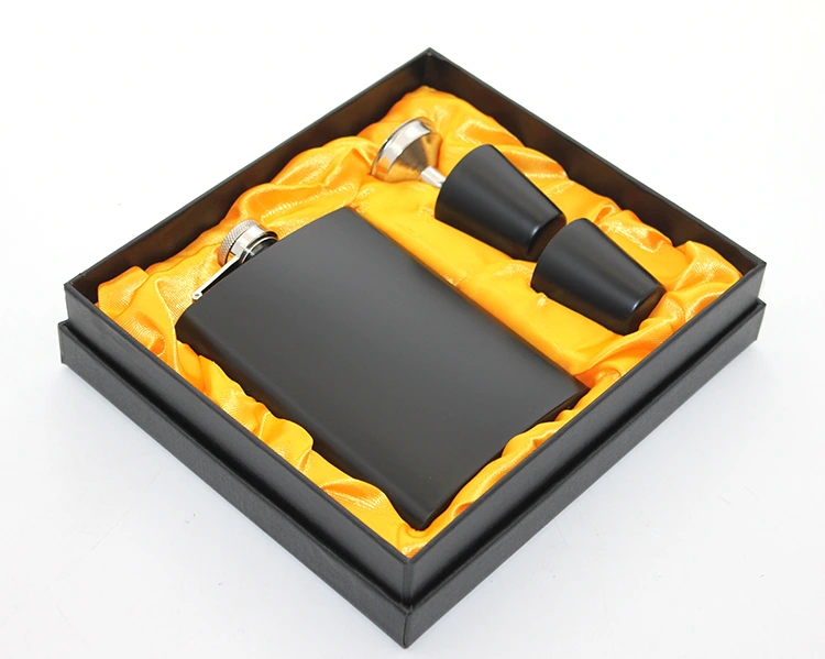 Paslanmaz Çelik 2 Shot Bardaklı Matara Seti Siyah Renk ( Lisinya )