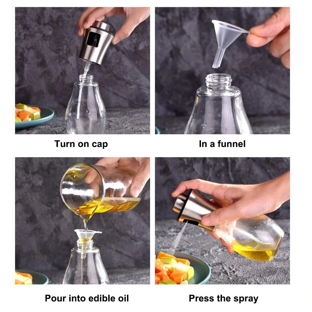 Paslanmaz Çelik Başlıklı Cam Spray Yağdanlık ( Lisinya ) Paslanmaz Çelik Başlıklı Cam Spray Yağdanlık ( Lisinya )