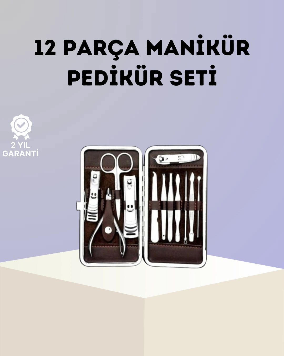 Paslanmaz Çelik Çok Fonksiyonlu 12 Manikür Seti ( Lisinya )