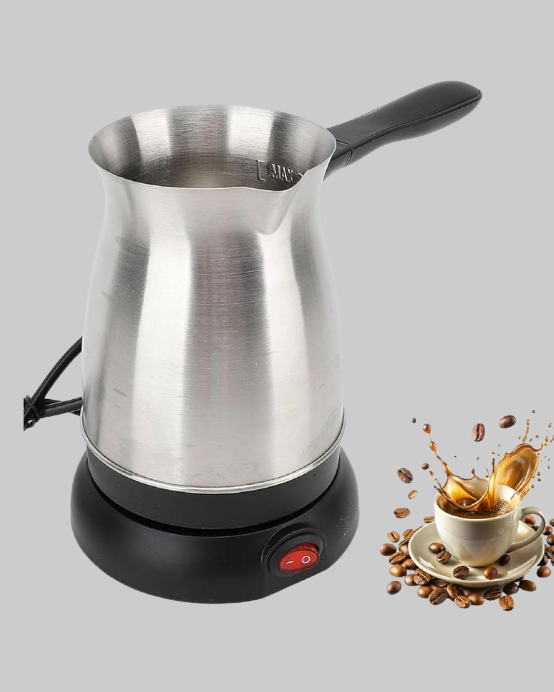 Paslanmaz Çelik Elektrikli Cezve 800w 6 Fincan Kapasiteli ( Lisinya ) Paslanmaz Çelik Elektrikli Cezve 800w 6 Fincan Kapasiteli ( Lisinya )