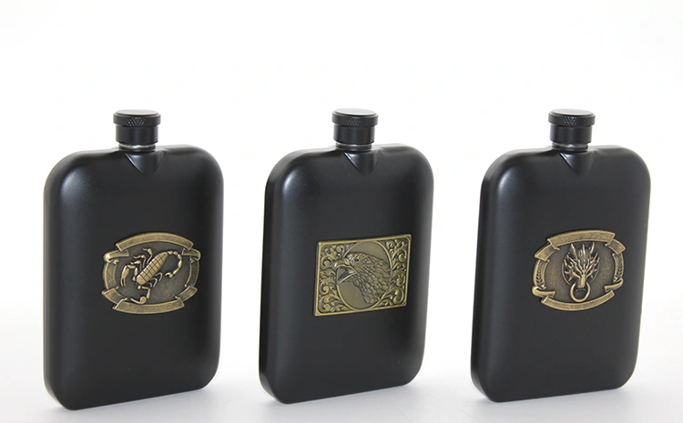 Paslanmaz Çelik Kabartmalı Tekli 6 Oz Matara ( Lisinya )