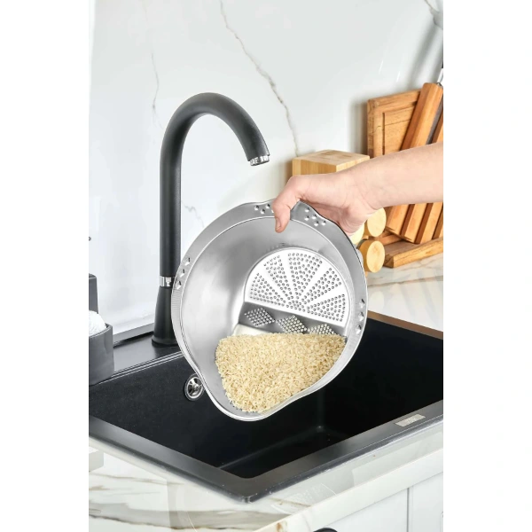 Paslanmaz Çelik Pirinç Süzgeci ( Lisinya ) Paslanmaz Çelik Pirinç Süzgeci ( Lisinya )