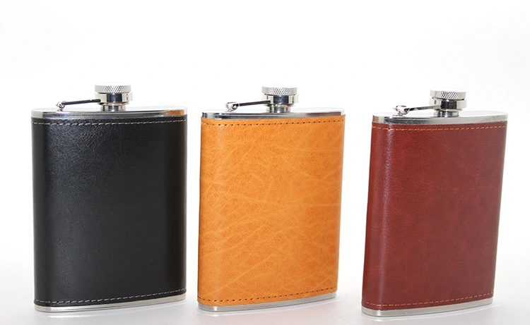 Paslanmaz Çelik Tekli 8 Oz Derili Matara ( Lisinya )