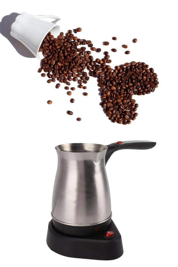 Paslanmaz Çelik Türk Kahvesi Makinesi 6 Fincan Kpasiteli Elektrikli Cezve ( Lisinya )