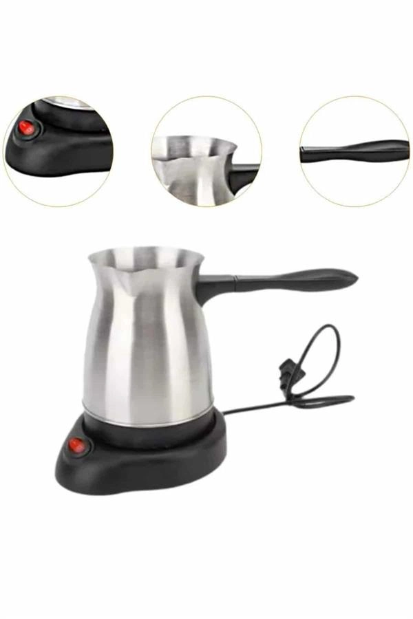 Paslanmaz Çelik Türk Kahvesi Makinesi 6 Fincan Kpasiteli Elektrikli Cezve ( Lisinya )