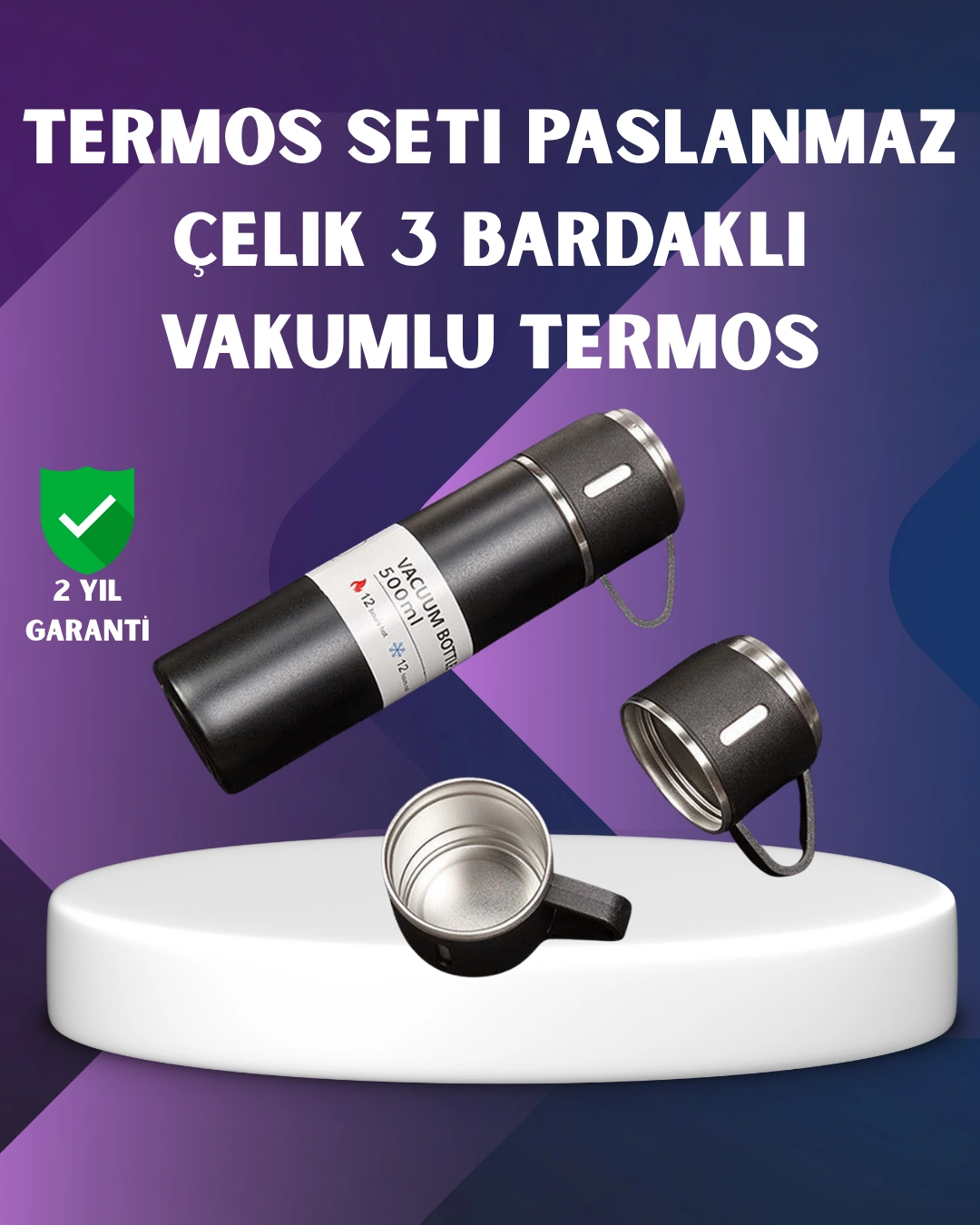 Paslanmaz Termos Ve İkili Bardak Seti | 6-12 Saat Sıcak/soğuk Tutma ( Lisinya ) Paslanmaz Termos Ve İkili Bardak Seti | 6-12 Saat Sıcak/soğuk Tutma ( Lisinya )