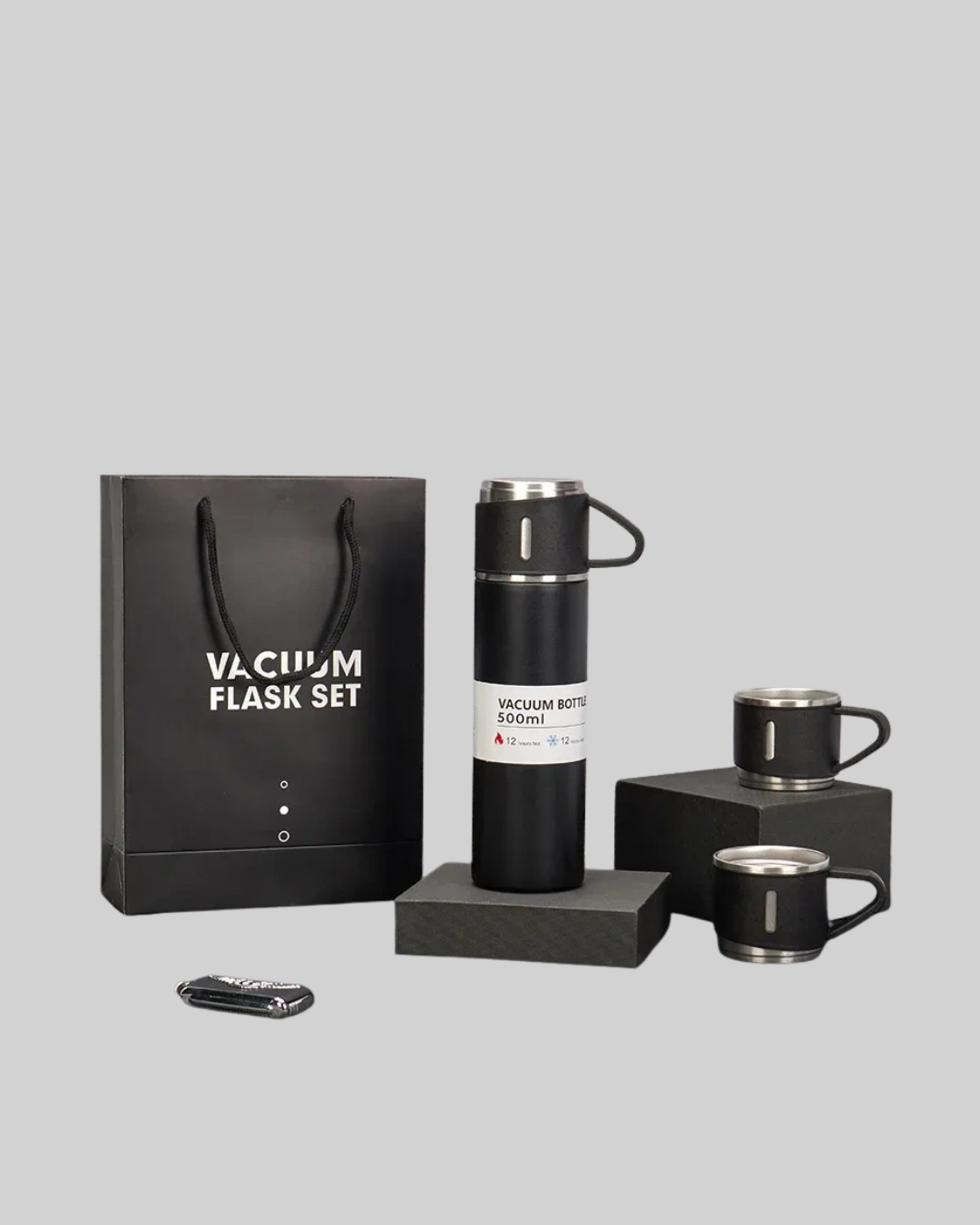 Paslanmaz Termos Ve İkili Bardak Seti | 6-12 Saat Sıcak/soğuk Tutma ( Lisinya )