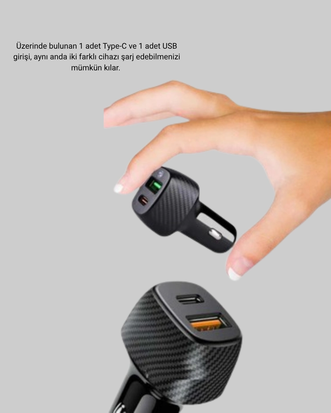 Pd Destekli 38w Araç Şarj Başlığı Type-c + Usb Çift Çıkış Hızlı Şarj ( Lisinya )