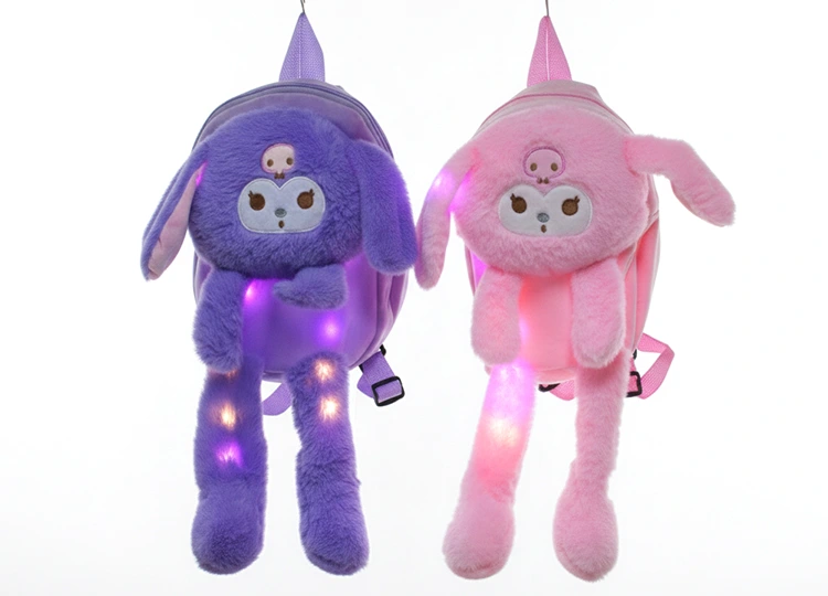 Peluş Işıklı Oynar Kulaklı Kuromi Sırt Çantası ( Lisinya )