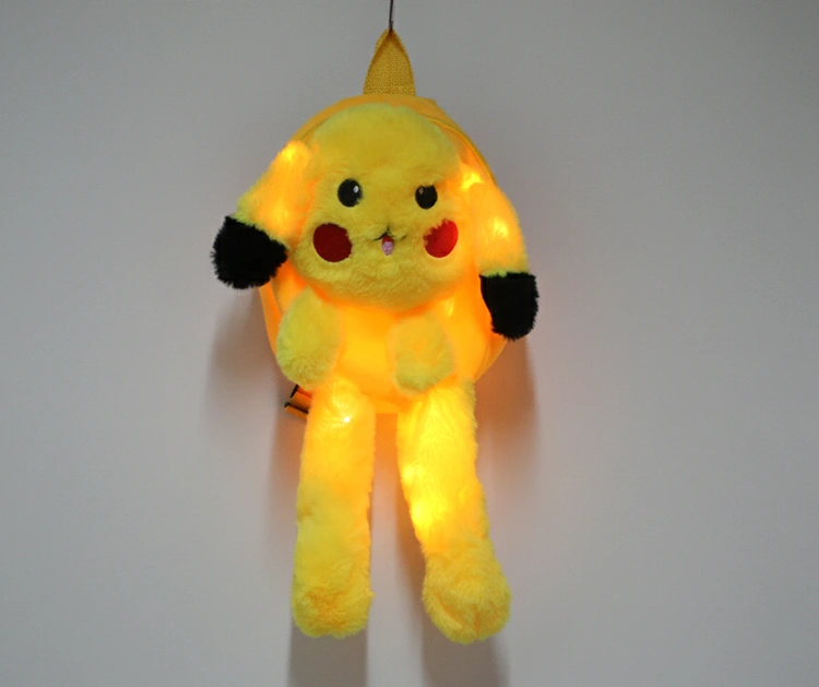 Peluş Işıklı Oynar Kulaklı Pikachu Sırt Çantası ( Lisinya )