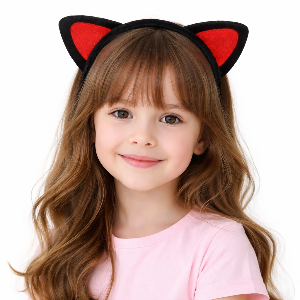 Peluş Kedi Kulaklı Taç Kırmızı Siyah ( Lisinya ) Peluş Kedi Kulaklı Taç Kırmızı Siyah ( Lisinya )