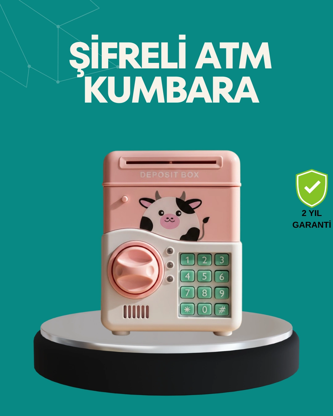 Pembe Atm Kasa Görünümlü Elektronik Şifreli Çocuk Kumbarası ( Lisinya )