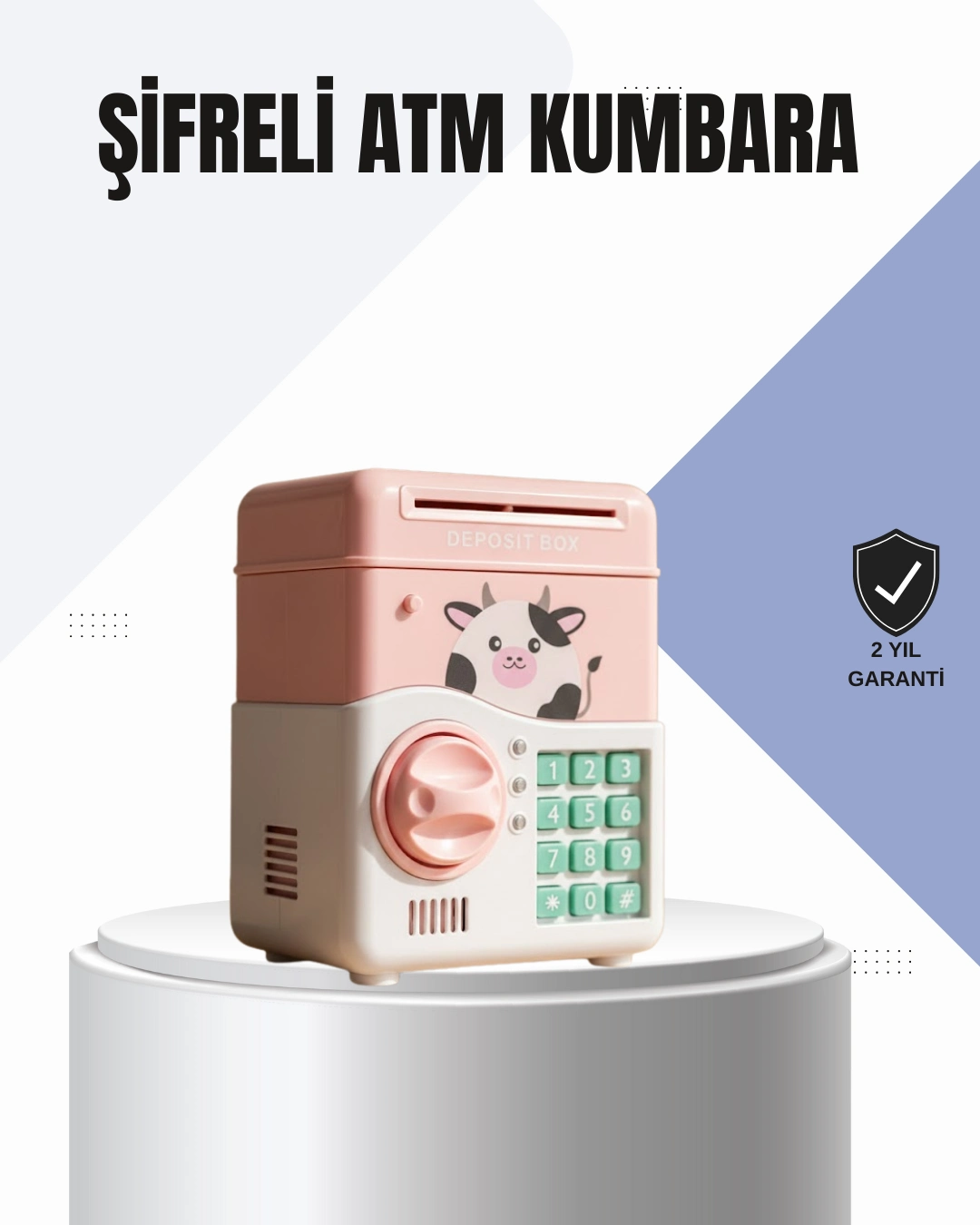 Pembe Elektronik Şifreli Otomatik Para Çeken Atm Kumbarası ( Lisinya )
