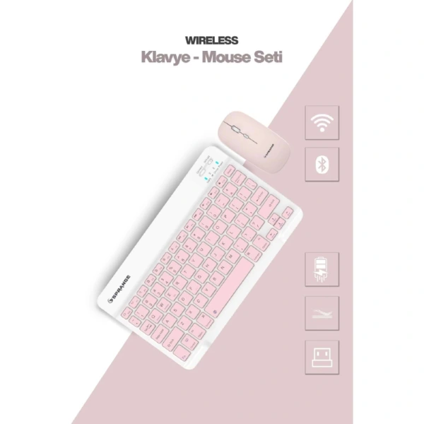 Pembe Kablosuz Klavye Ve Mouse Seti ( Lisinya ) Pembe Kablosuz Klavye Ve Mouse Seti ( Lisinya )