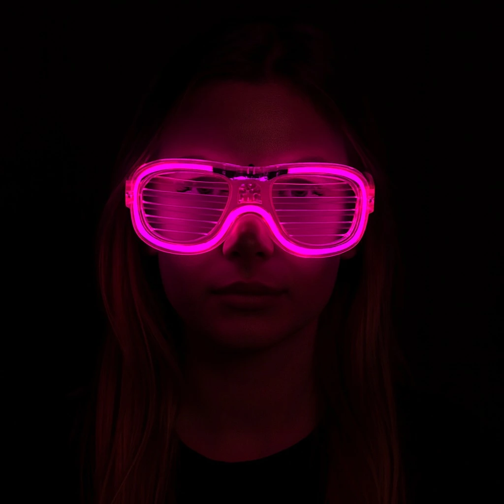 Pembe Led Işıklı Parti Gözlüğü - Neon 3 Modlu ( Lisinya )