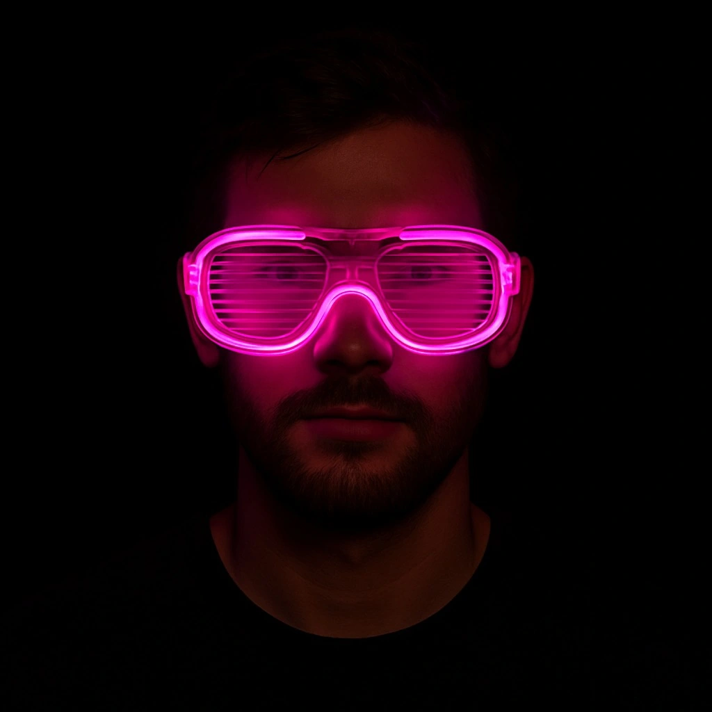 Pembe Led Işıklı Parti Gözlüğü - Neon 3 Modlu ( Lisinya )