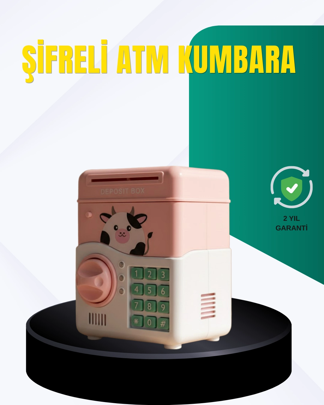 Pembe Şifreli Eğitici Atm Kasa Çocuk Kumbarası ( Lisinya )