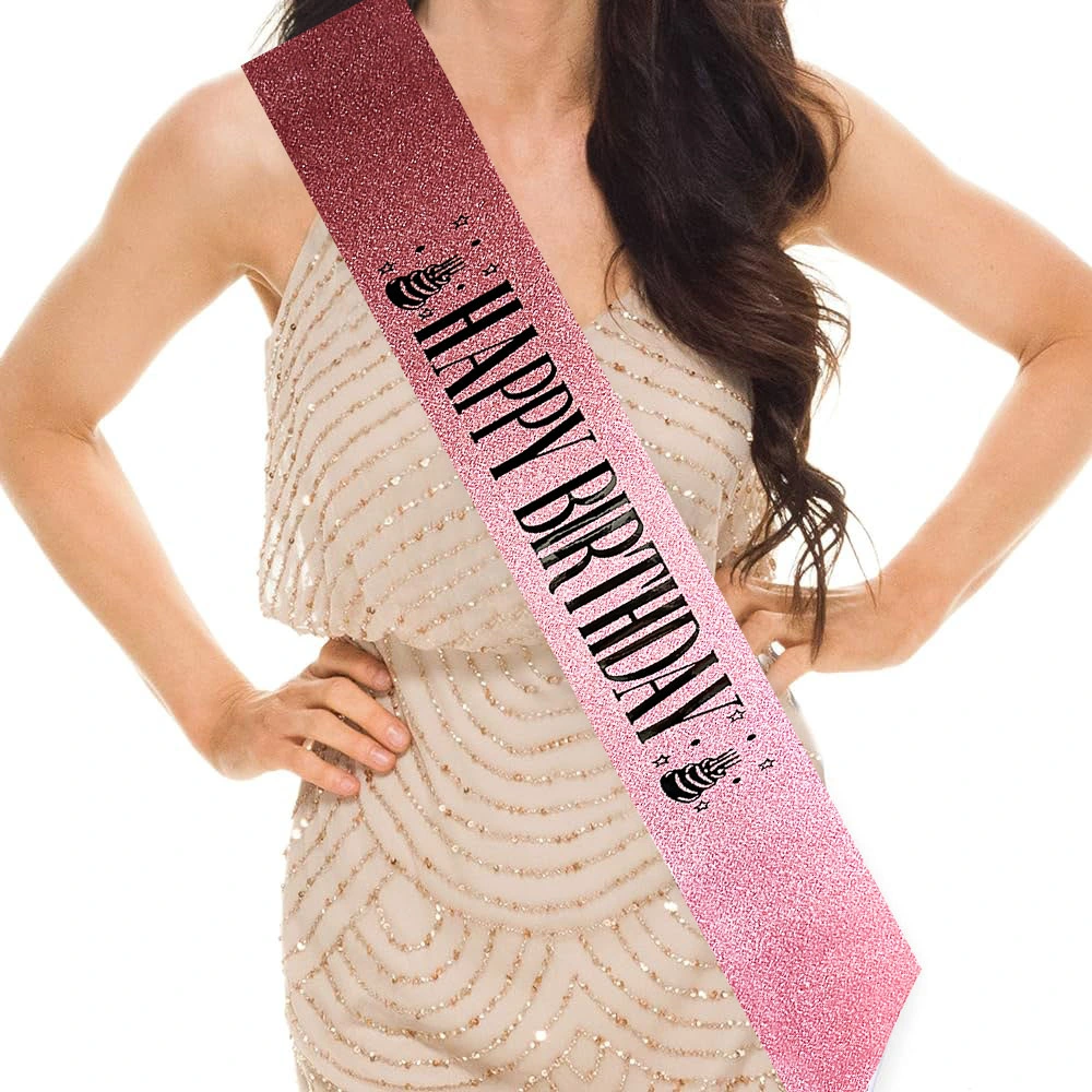 Pembe Siyah Happy Birthday Simli Kuşak Kemer ( Lisinya ) Pembe Siyah Happy Birthday Simli Kuşak Kemer ( Lisinya )