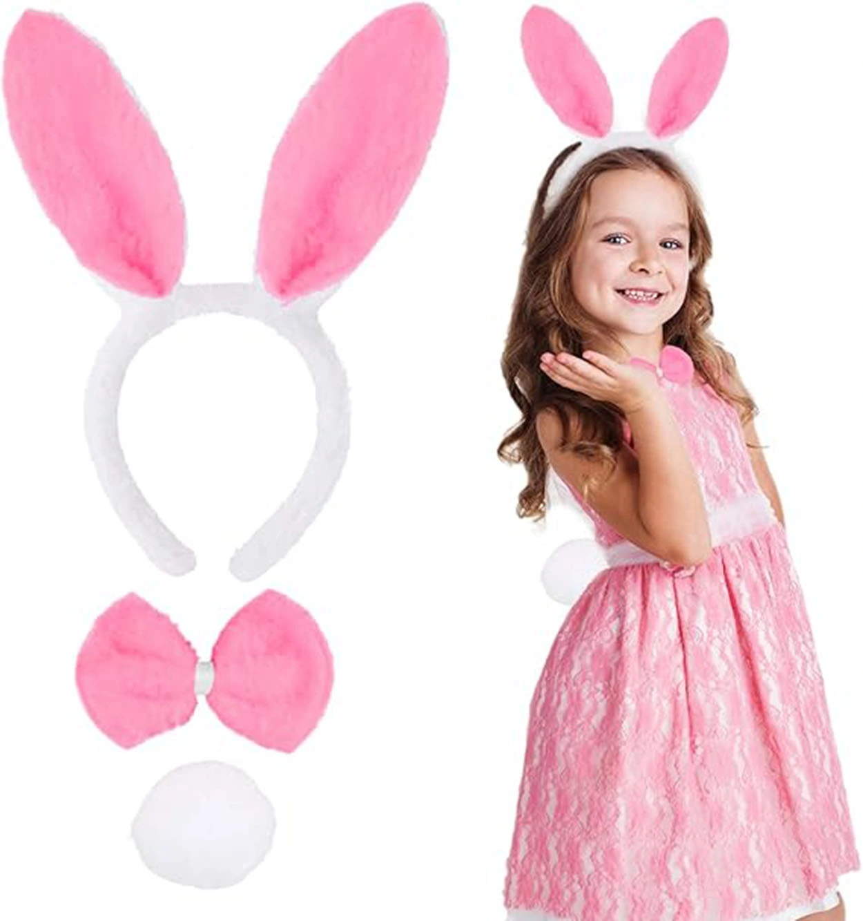 Pembe Tavşan Kostüm Seti – Taç, Papyon, Ponpon (12’li Paket) ( Lisinya ) Pembe Tavşan Kostüm Seti – Taç, Papyon, Ponpon (12’li Paket) ( Lisinya )