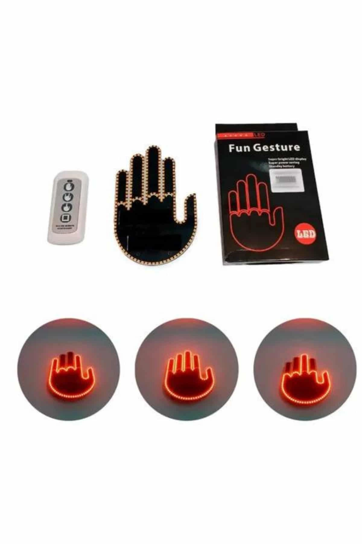 Pilli Led Işık Araç Camı İçin Uzaktan Kumandalı El Simgesi ( Lisinya )