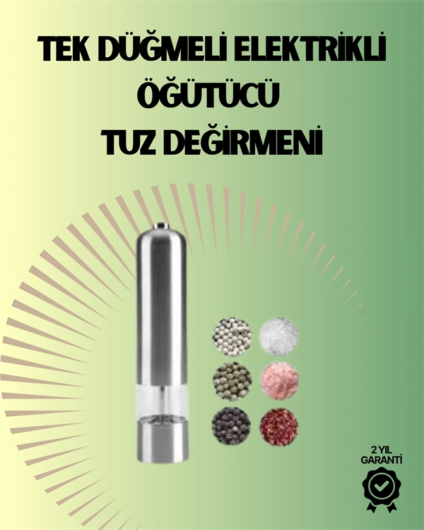 Pilli Otomatik Baharat Değirmeni Gıda Sınıfı Çelik Sessiz Öğütücü Alet ( Lisinya )