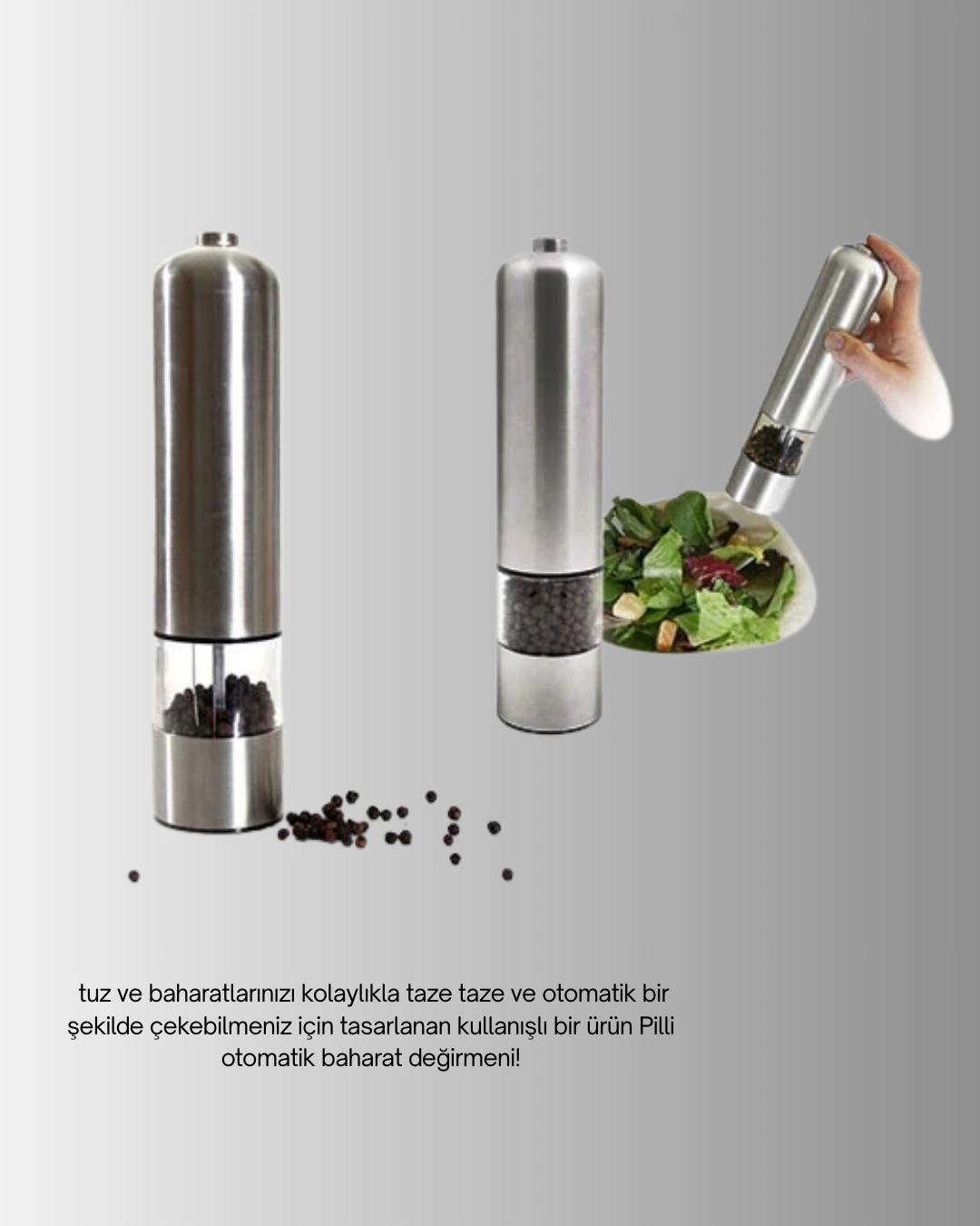 Pilli Otomatik Baharat Değirmeni Tek Tuşla Kolay Kullanım ( Lisinya )