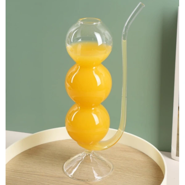 Pipetli Boğumlu Cam Bardak ( Lisinya ) Pipetli Boğumlu Cam Bardak ( Lisinya )