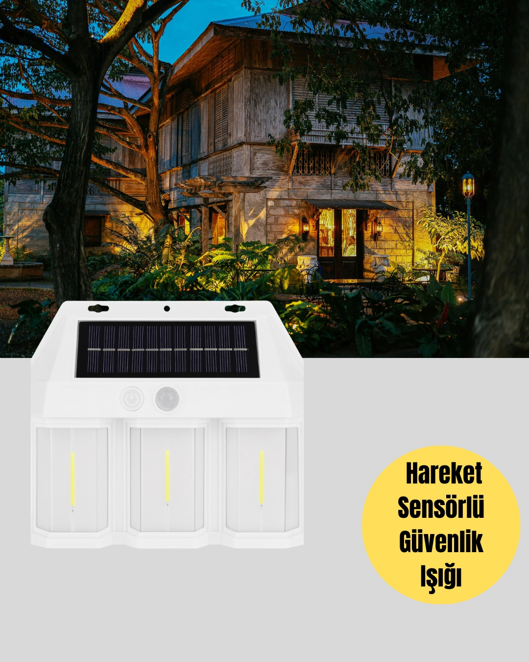 Pır Sensörlü Solar Lamba – Otomatik Şarj Ve Gece Aydınlatma ( Lisinya )