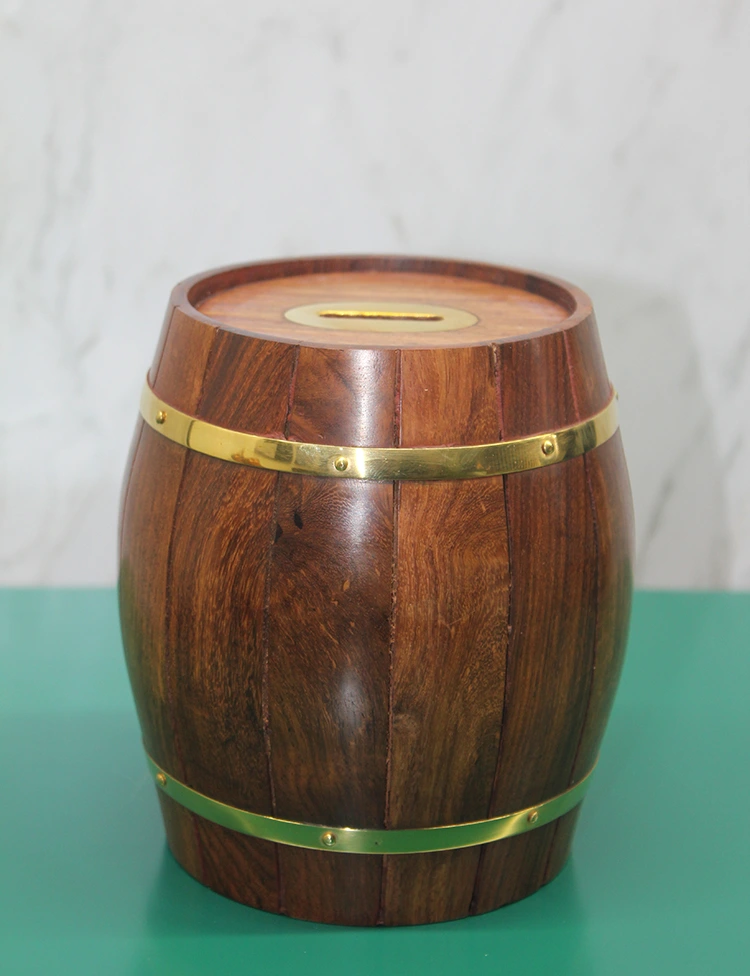 Pirinç Ahşap Fıçı Kumbara ( Lisinya )