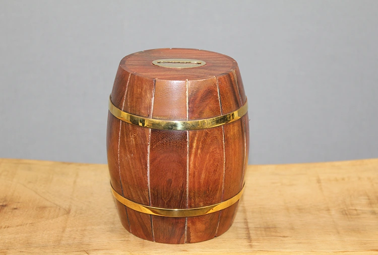 Pirinç Detaylı Fıçı Kumbara Model 2 ( Lisinya )