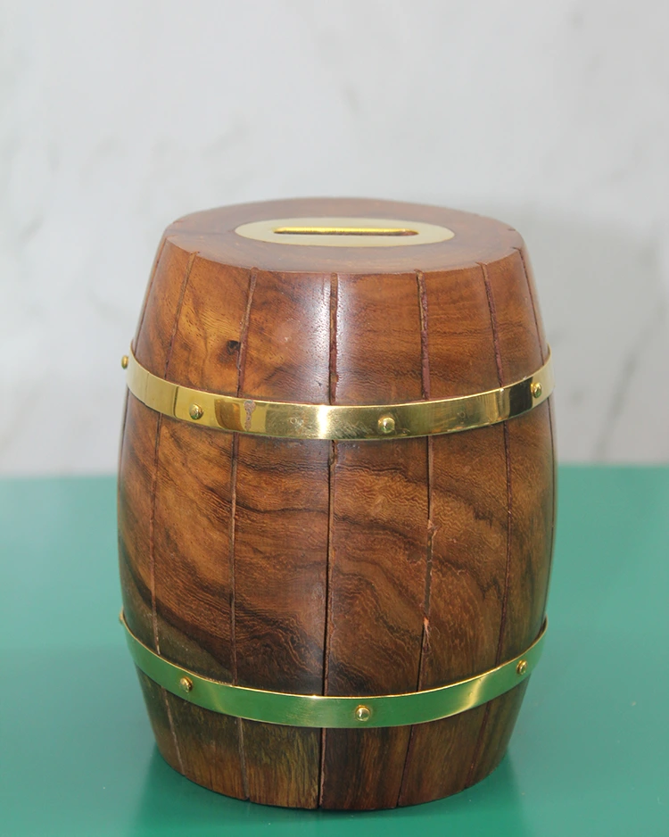 Pirinç Detaylı Fıçı Kumbara Model 4 ( Lisinya )