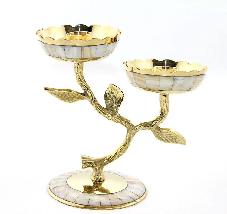 Pirinç Sedefli 2'li Şamdan ( Lisinya ) Pirinç Sedefli 2'li Şamdan ( Lisinya )