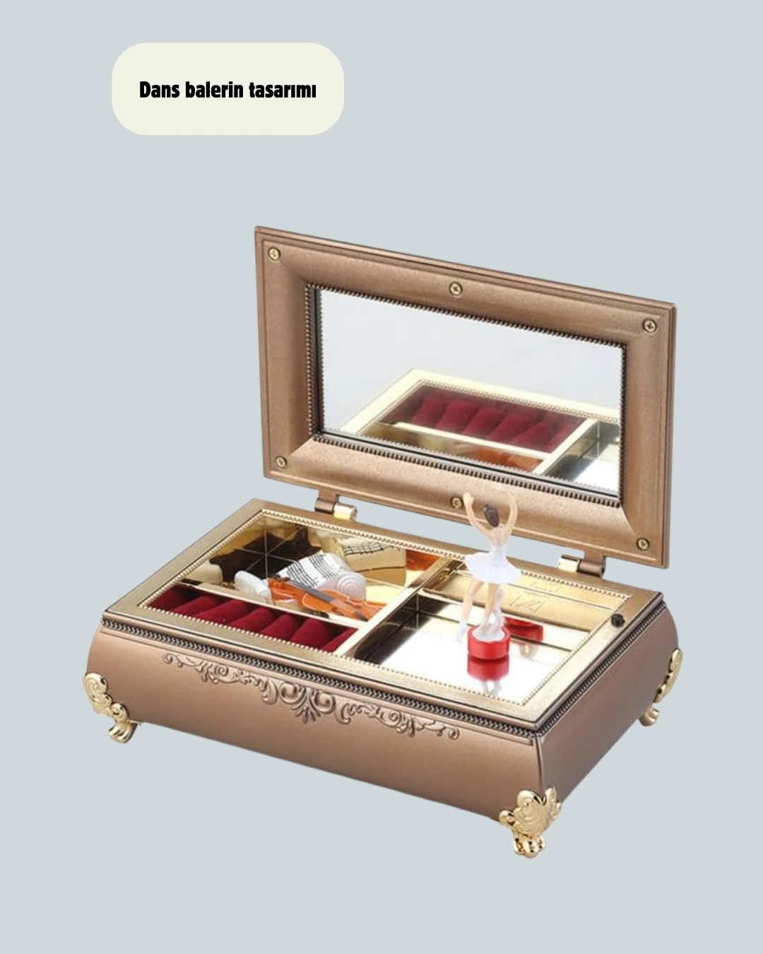 Piyano Şeklinde Balerinli Müzik Kutusu Takı Bölmeli Şık Model ( Lisinya )
