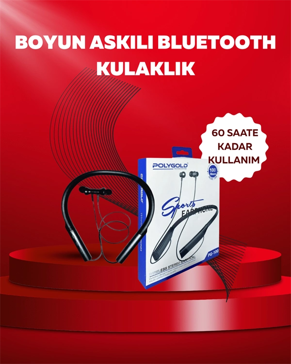 Polygold Pg-100 Bluetooth 5.0 Boyun Bantlı Kulaklık – 50 Saat Konuşma Süresi, Type-c Şarj ( Lisinya )