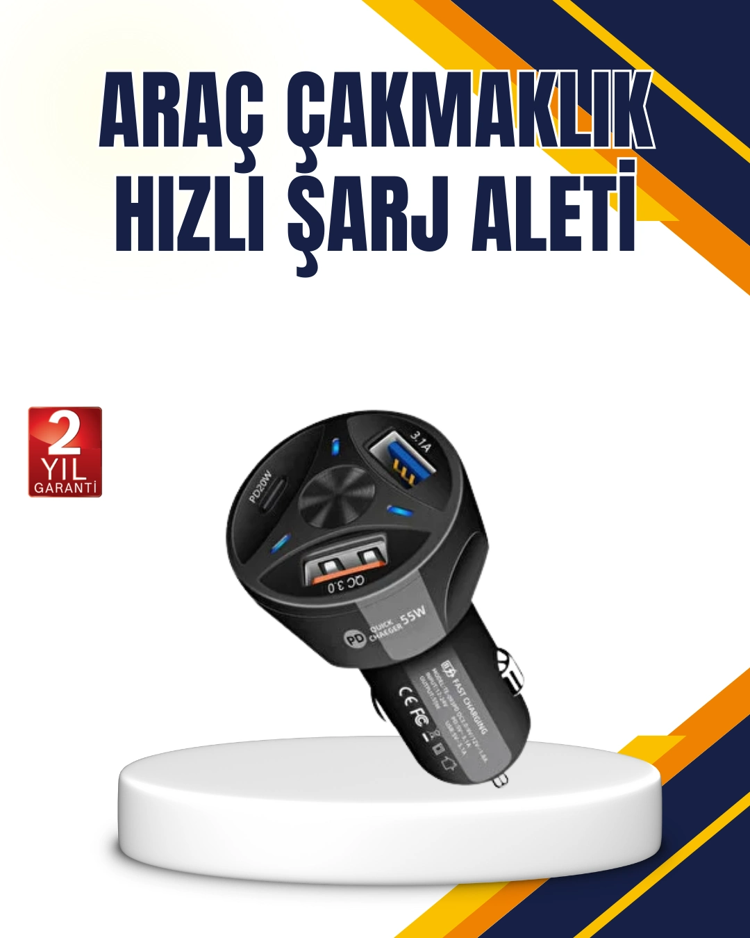 Polygold Quick Charger 55w Araç Şarj Cihazı Pd Usb C Destekli ( Lisinya )