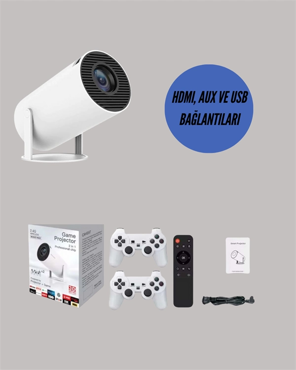 Portatif 4k Projeksiyon – 4.000 Uygulama, Kablosuz Yansıtma Ve Bluetooth 5.0 ( Lisinya )