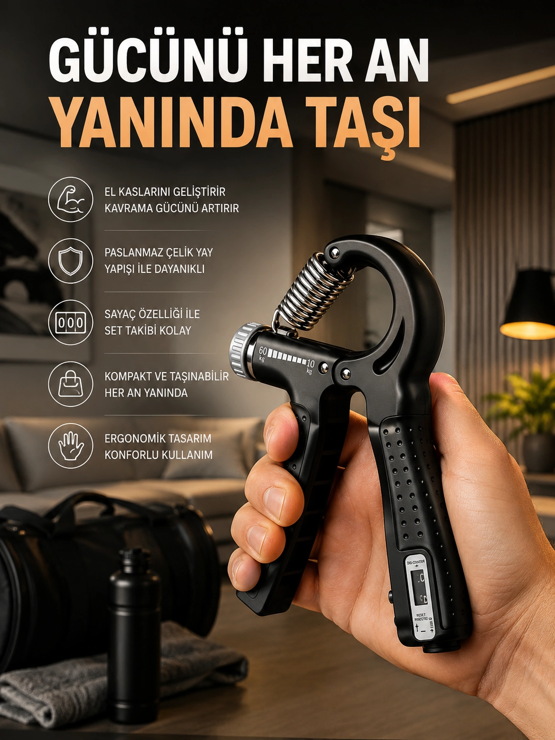 Portatif Ayarlanabilir El Yayı Sayaçlı Dayanıklı Çelik Yay Yeni Nesil ( Lisinya )