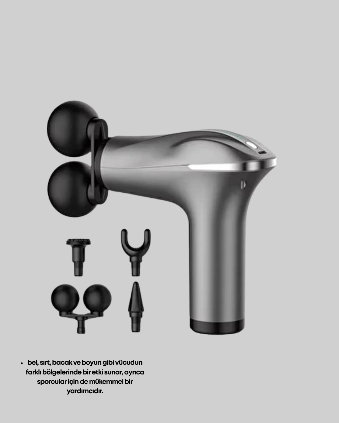 Portatif Şarjlı Masaj Tabancası 4 Başlık Derin Doku Masaj Aleti ( Lisinya )