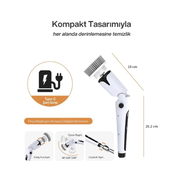 Portatif Şarjlı Temizleme Fırçası ( Lisinya )